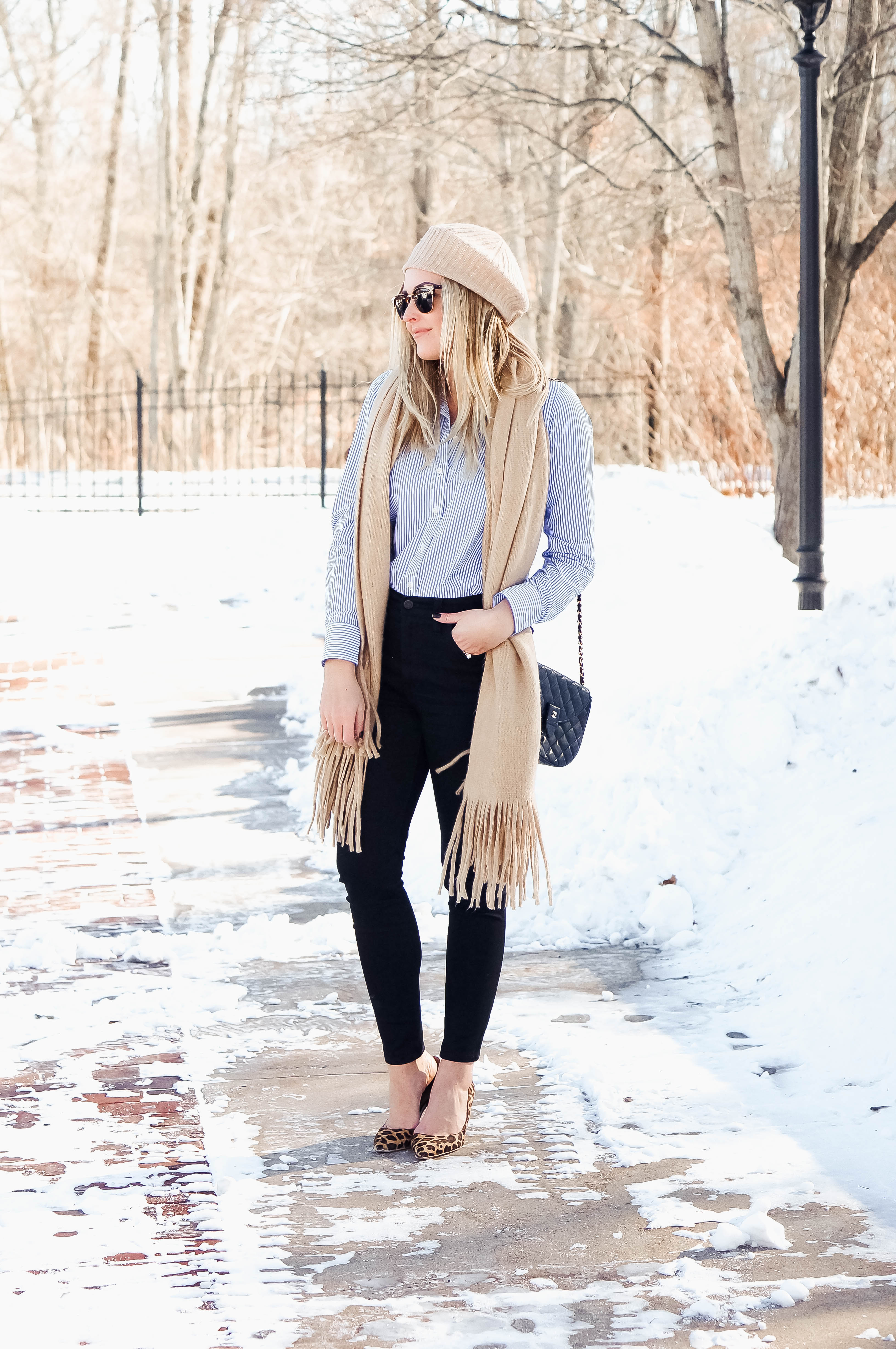 Styling Blue & White Stripes For Winter