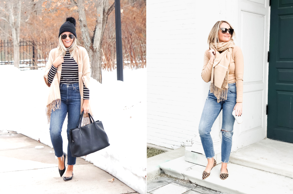 2 Ways To Style A Cape Scarf - Red White & Denim