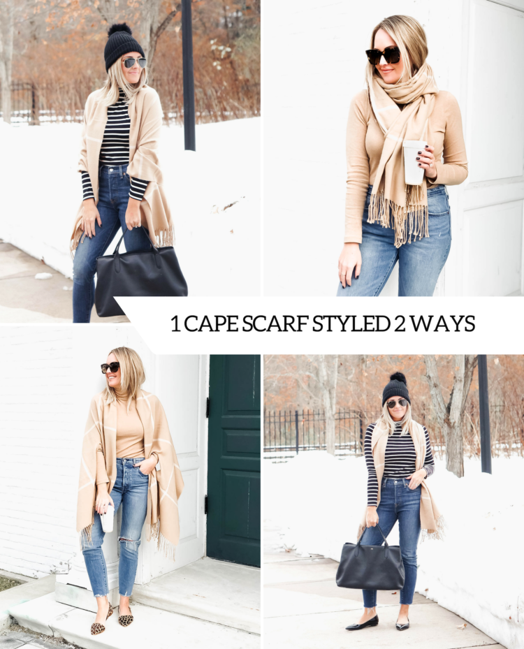 2 Ways To Style A Cape Scarf - Red White & Denim