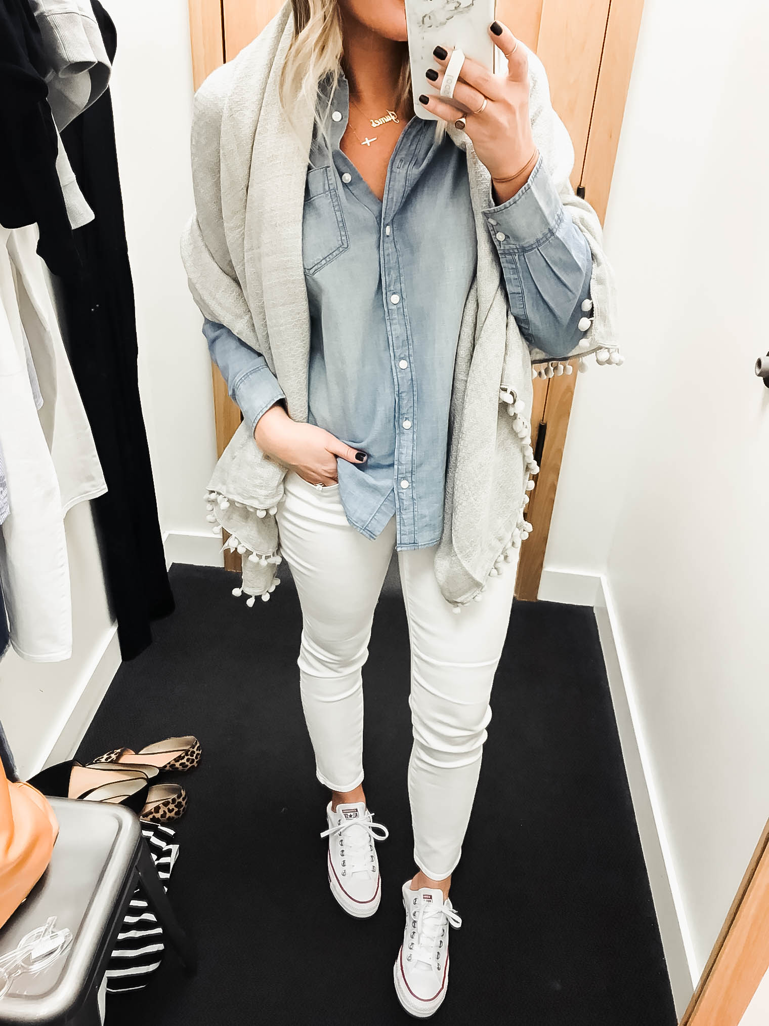 J. Crew Factory Chambray Shirt Outfit