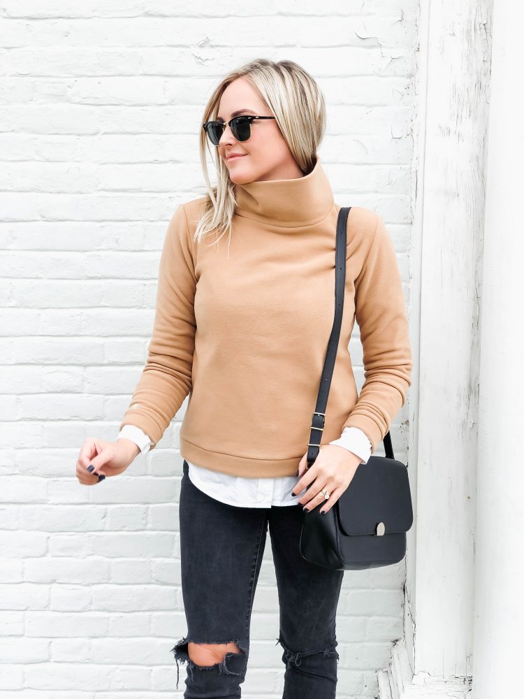 How To Style A Dudley Stephens Park Slope Turtleneck - Red White & Denim