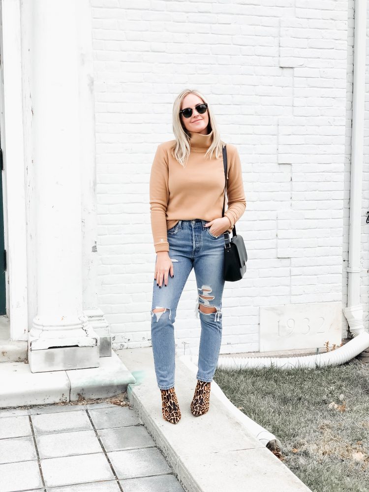 How To Style A Dudley Stephens Park Slope Turtleneck - Red White & Denim