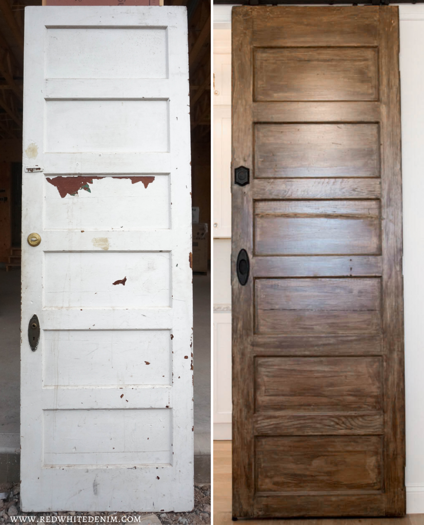 DIY-Antique-Vintage-Pantry-Door-Project- Red White & Denim