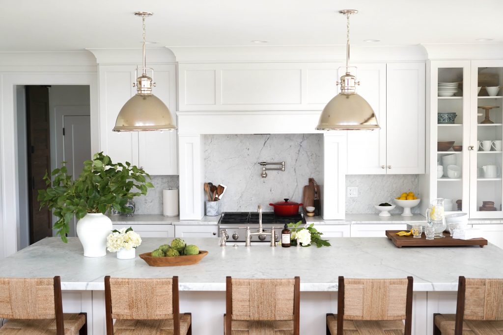 HOME TOUR: WHITE MARBLE KITCHEN REVEAL - Red White & Denim