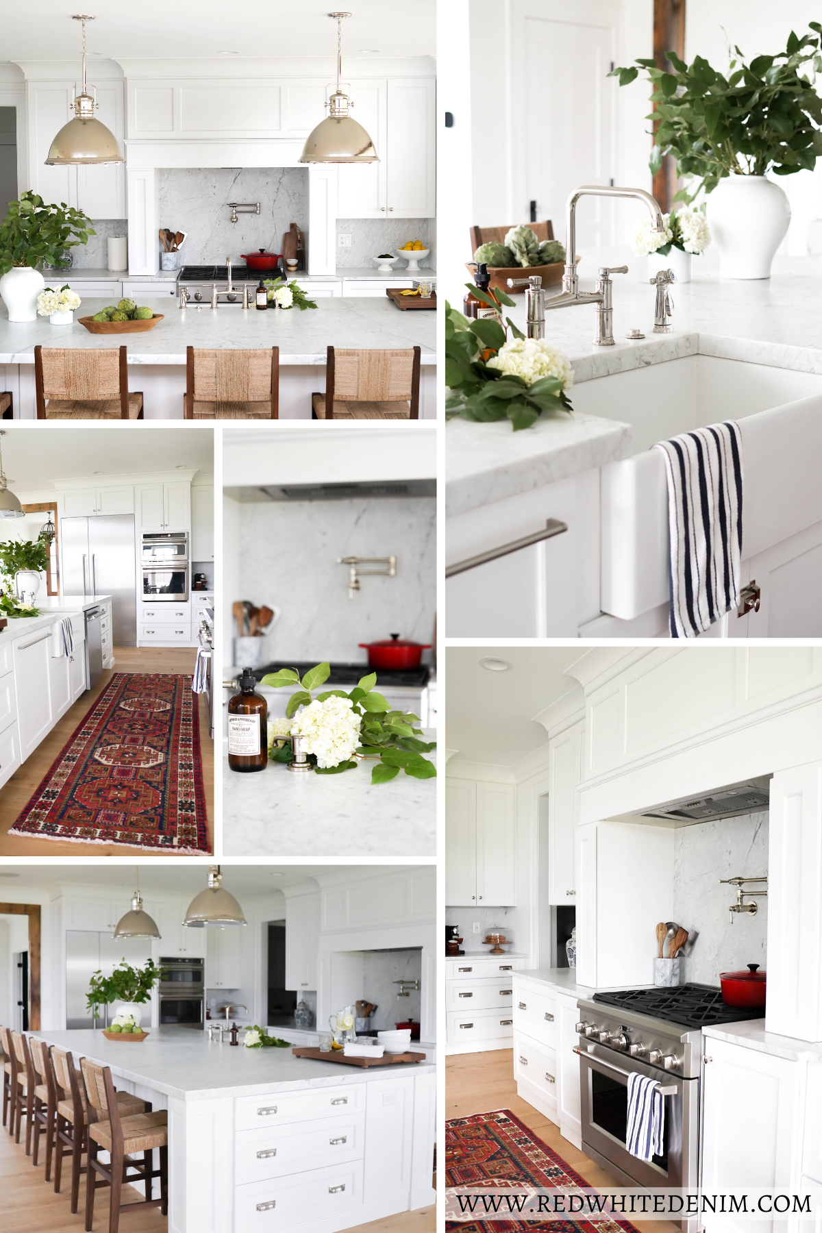 White Marble Kitchen Design and Decor
