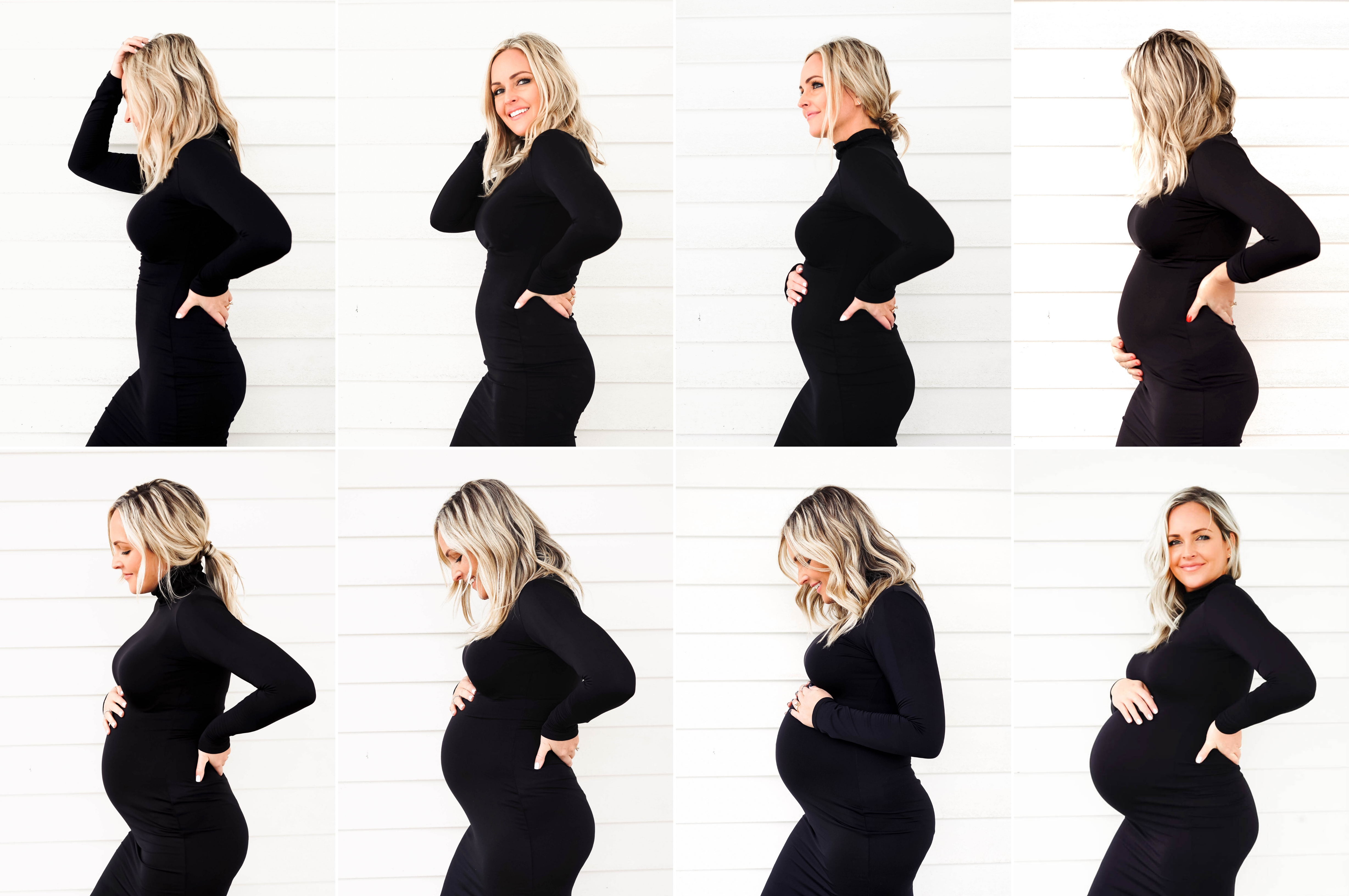 Maternity Monthly Bump Photos ideas Black Dress 3 - Red White & Denim