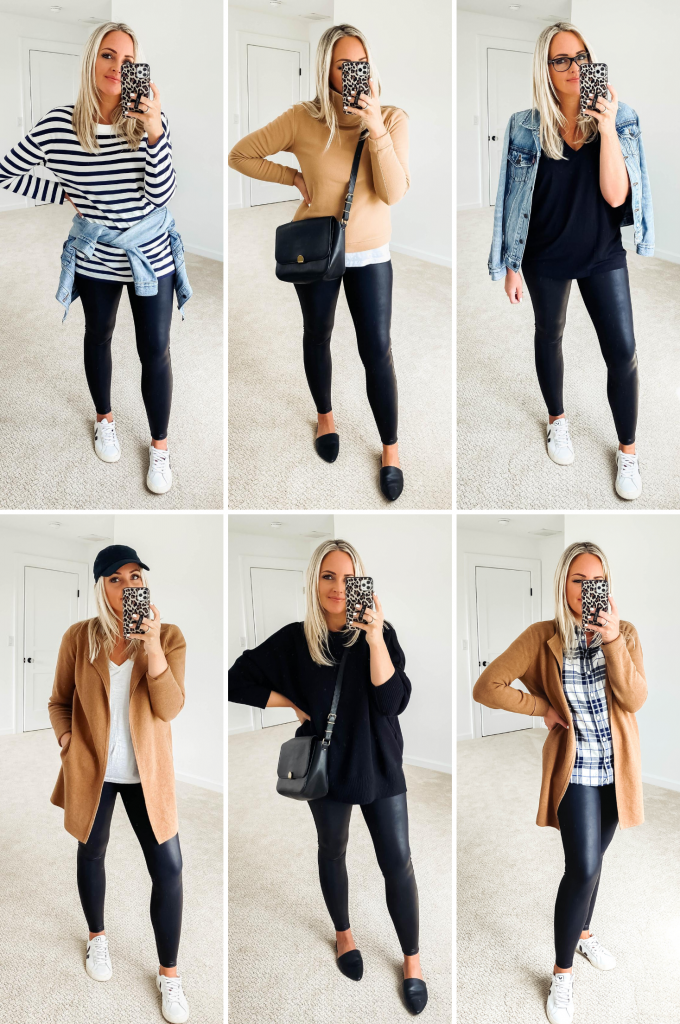 6 Ways To Style Spanx Faux Leather Leggings - Red White & Denim