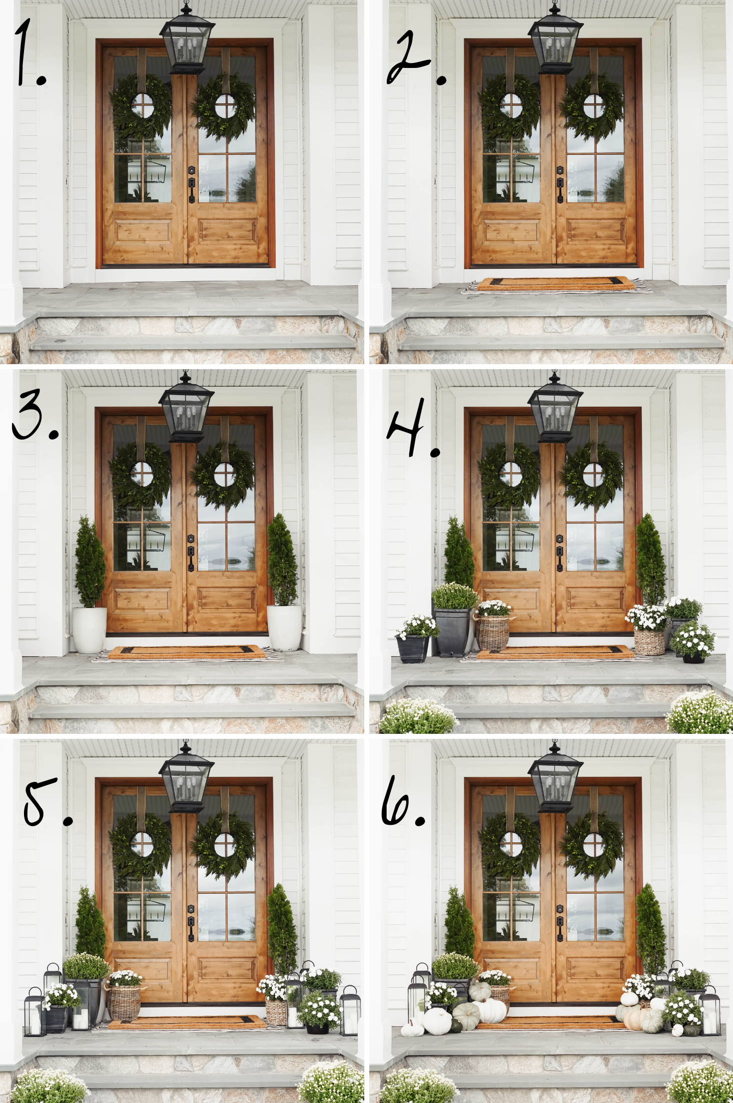 How to Decorate Your Front Porch Doors for Fall - Red White & Denim