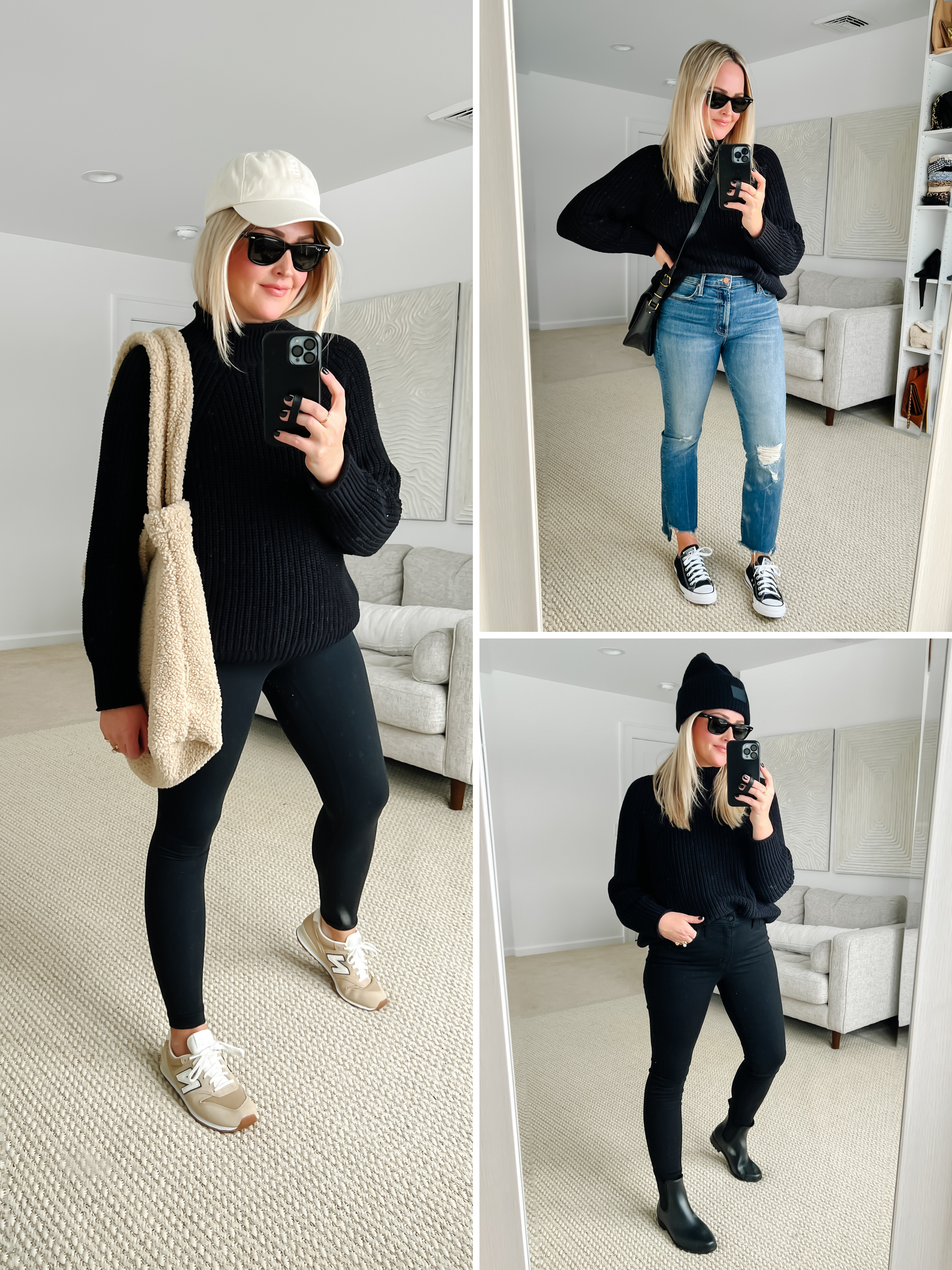 3 WAYS TO STYLE A BLACK KNIT SWEATER
