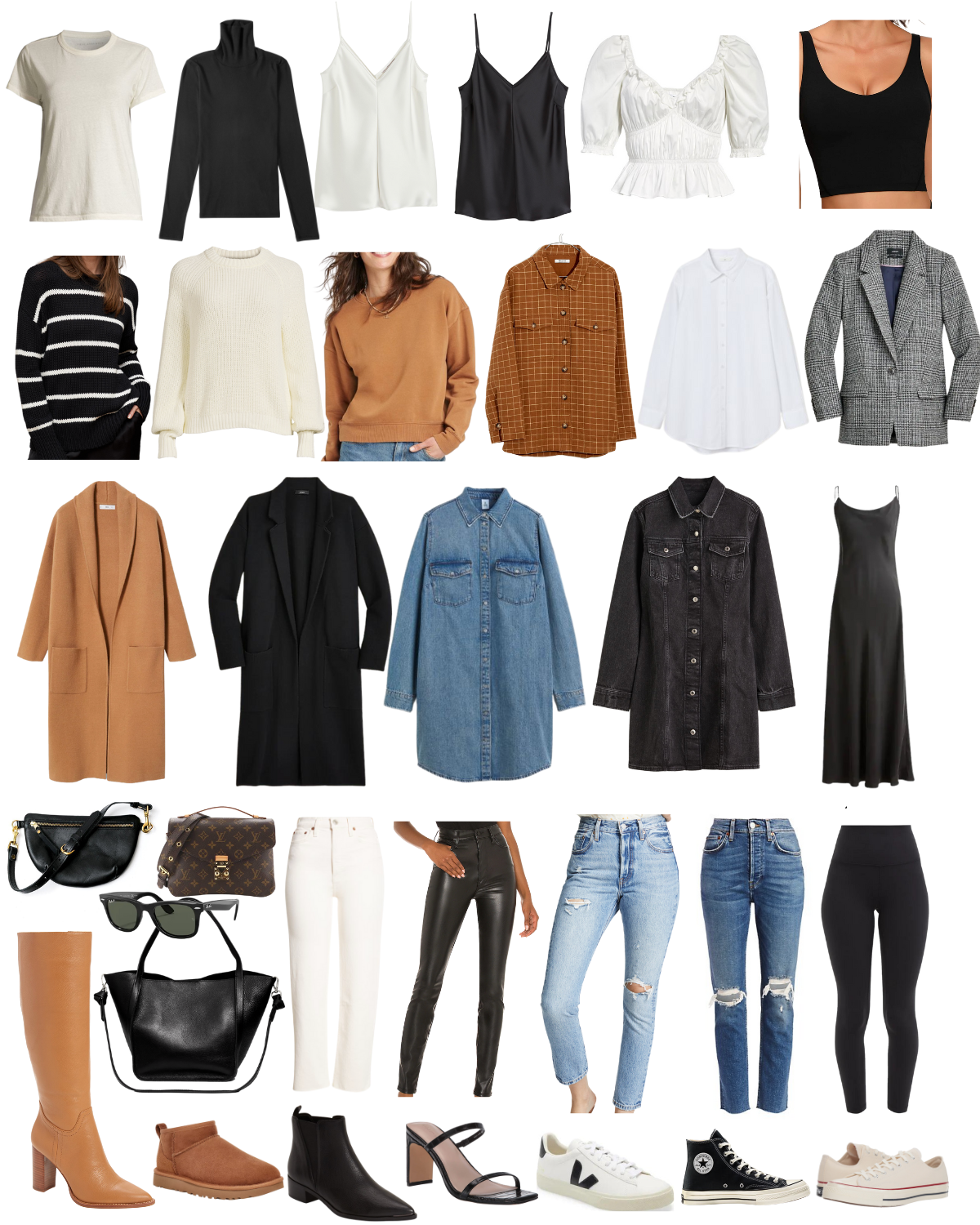 Nuetral Fall Capsule Wardrobe - Red White & Denim