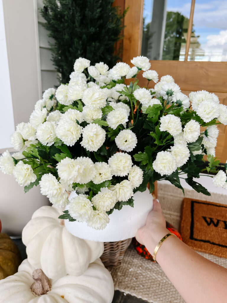 Faux White Mums for Fall